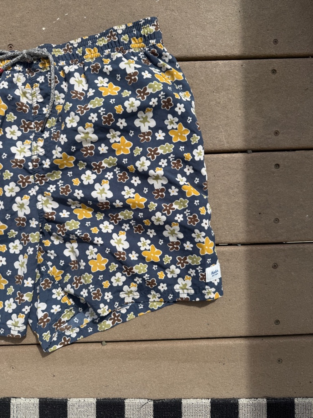 Katin Navy Floral Swim Shorts with Yellow & White Accents - Picture 2 of 3